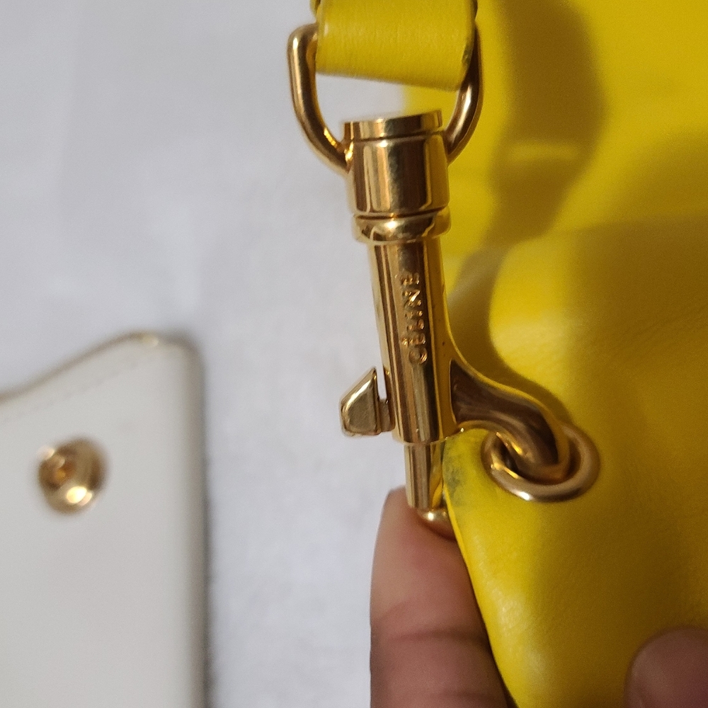 Céline Cabas Fold Over 3 way Tote Strap Yellow & White Leather Bag - Picture 4 of 11